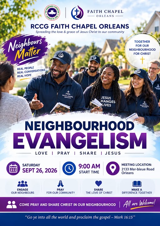 Neighborhood Evangelism event flyer